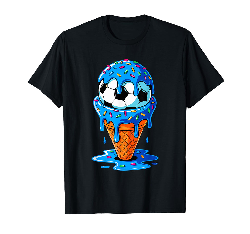 Soccer Ball Ice Cream Drip Fun T-Shirt - Fun Novelty Design Unisex - T-Shirt, Sweatshirt, Hoodie