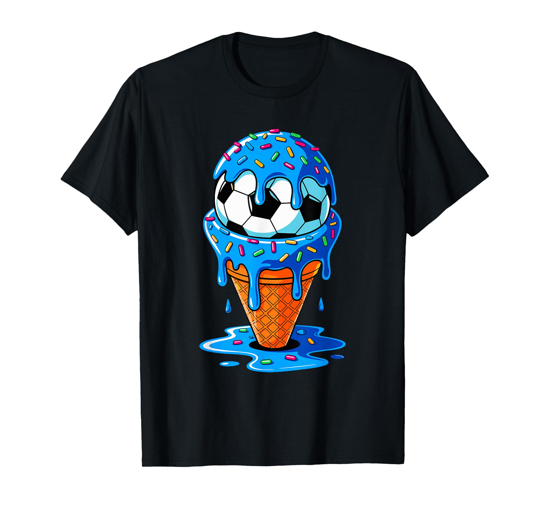 Soccer Ball Ice Cream Drip Fun T-Shirt - Fun Novelty Design Unisex - T-Shirt, Sweatshirt, Hoodie