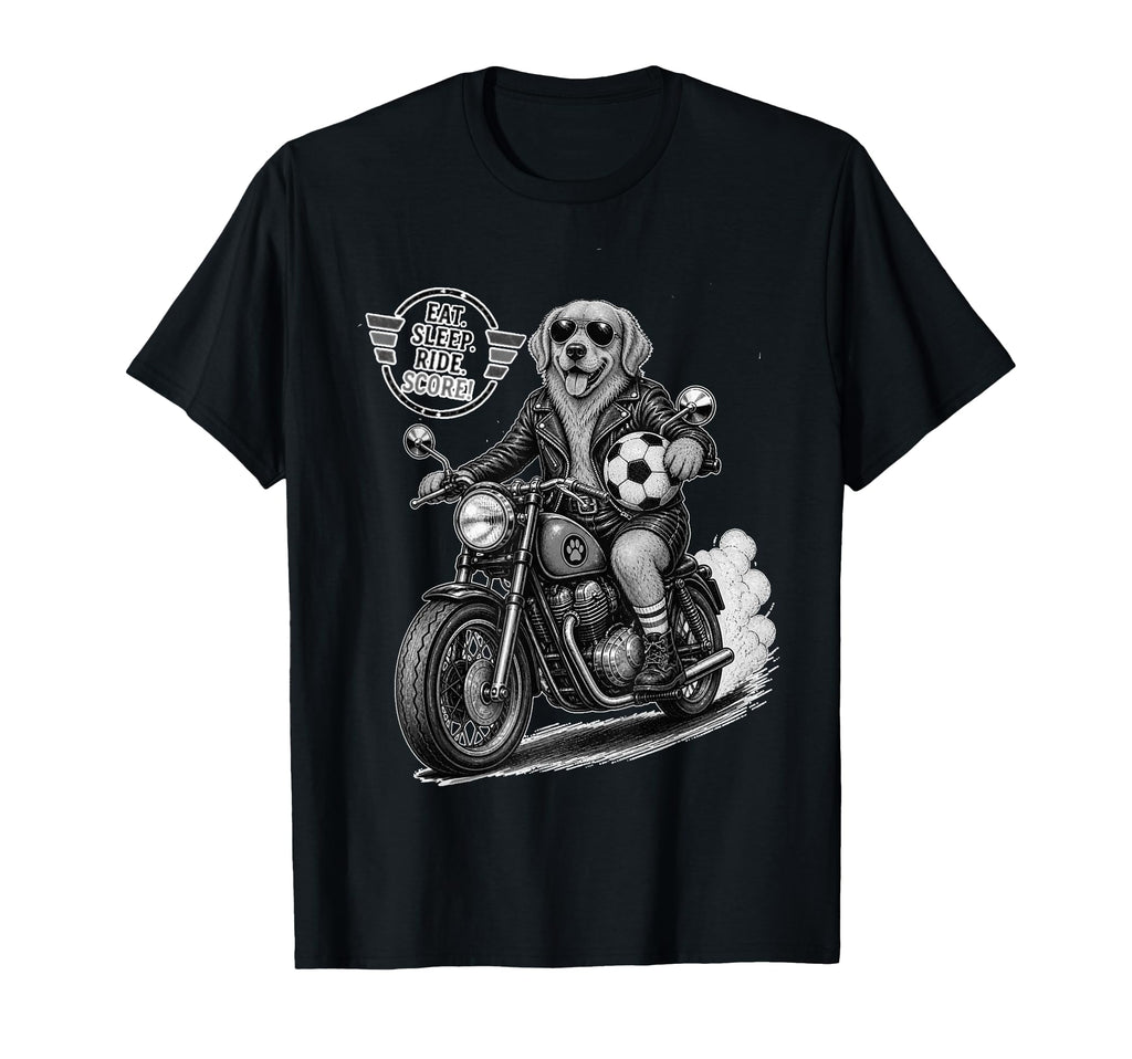 Golden Retriever Motorbike Love Footbal T-Shirt - Trendy Graphic Unisex - T-Shirt, Sweatshirt, Hoodie