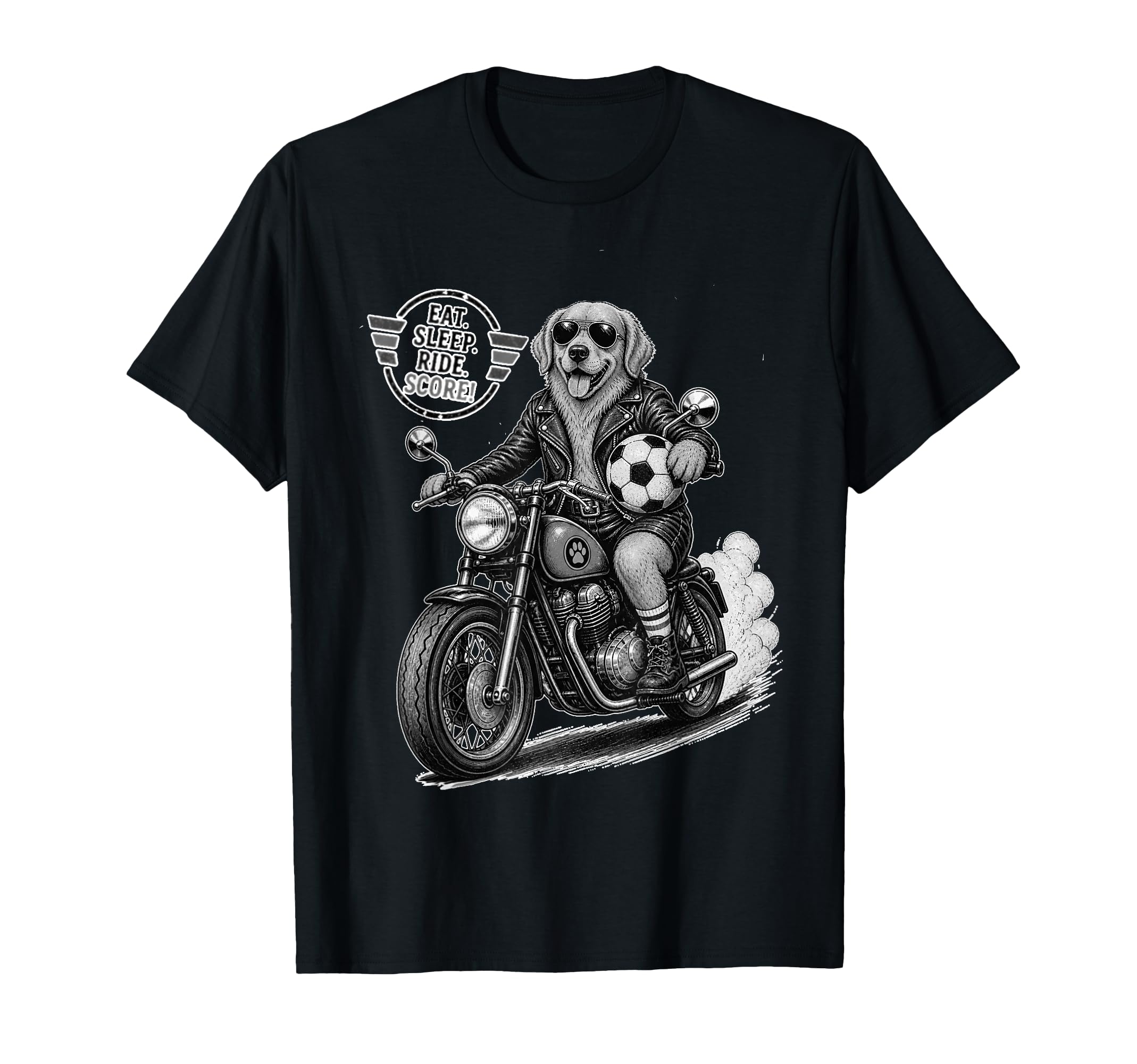 Golden Retriever Motorbike Love Footbal T-Shirt - Trendy Graphic Unisex - T-Shirt, Sweatshirt, Hoodie