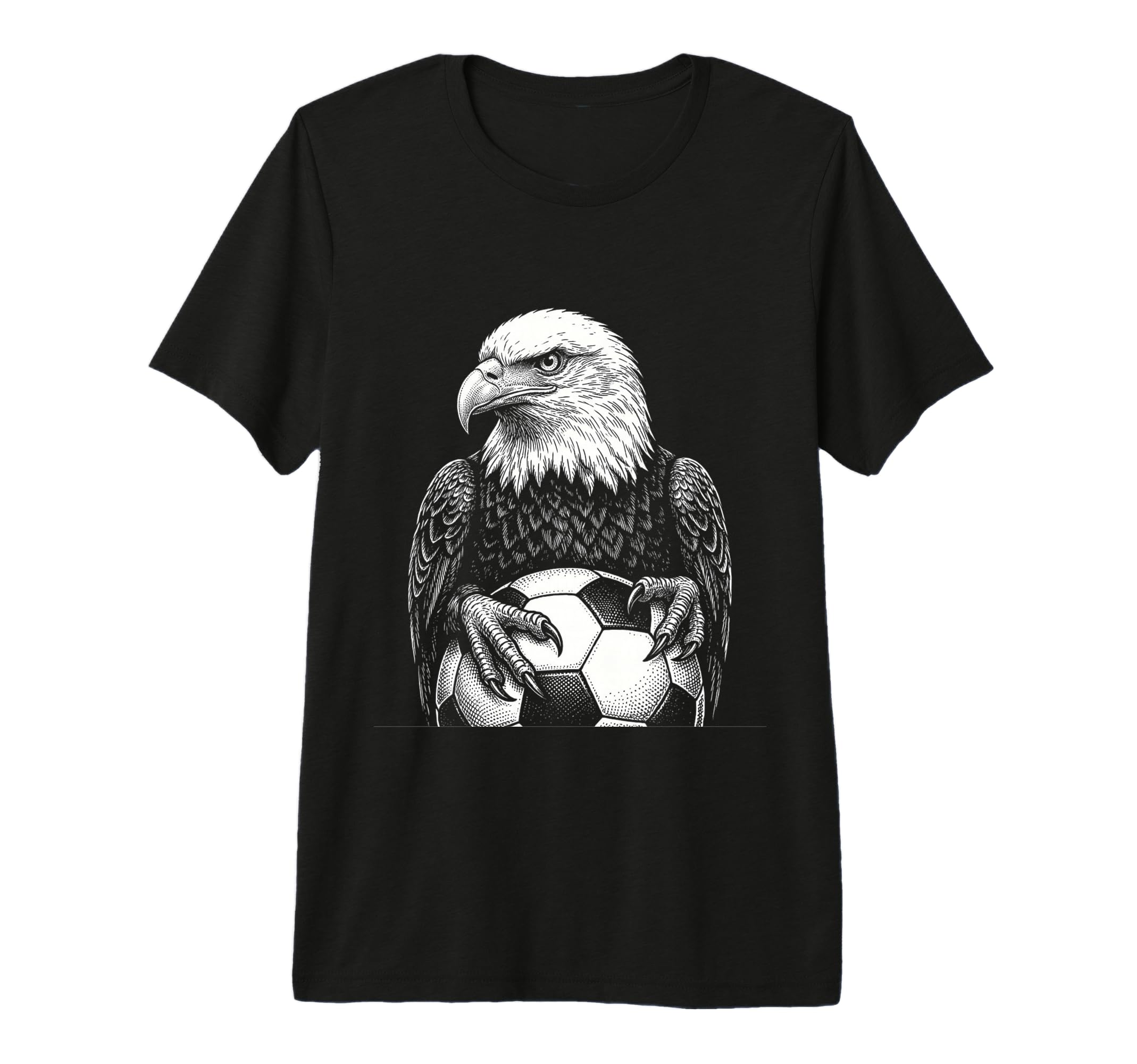 Black White Soccer Fan Bald Eagle Soccer T-Shirt - Streetwear Style Unisex - T-Shirt, Sweatshirt, Hoodie