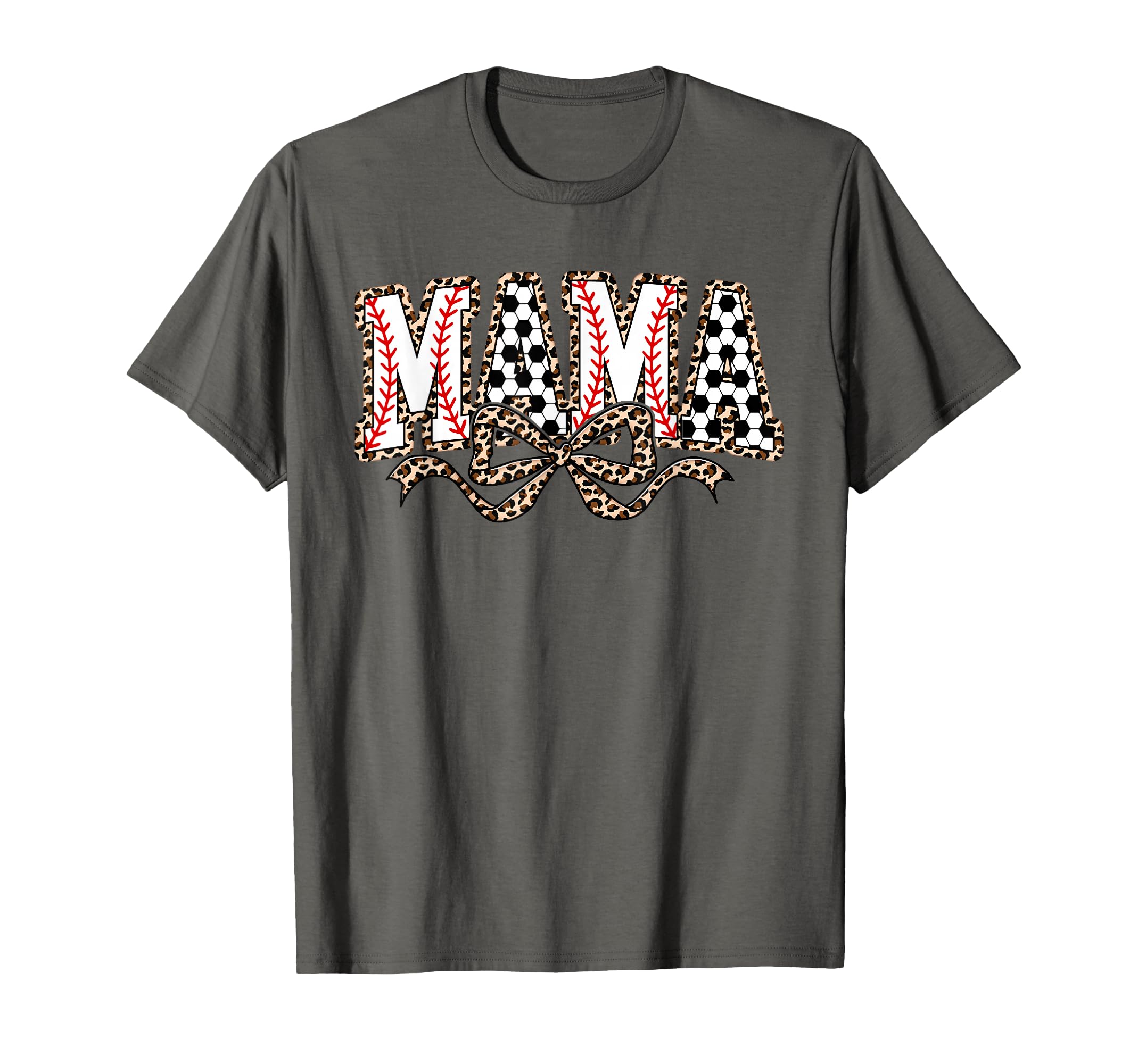 Leopard Baseball Soccer Mama Bow T-Shirt - Custom Art Print Men Women - T-Shirt, Sweatshirt, Hoodie
