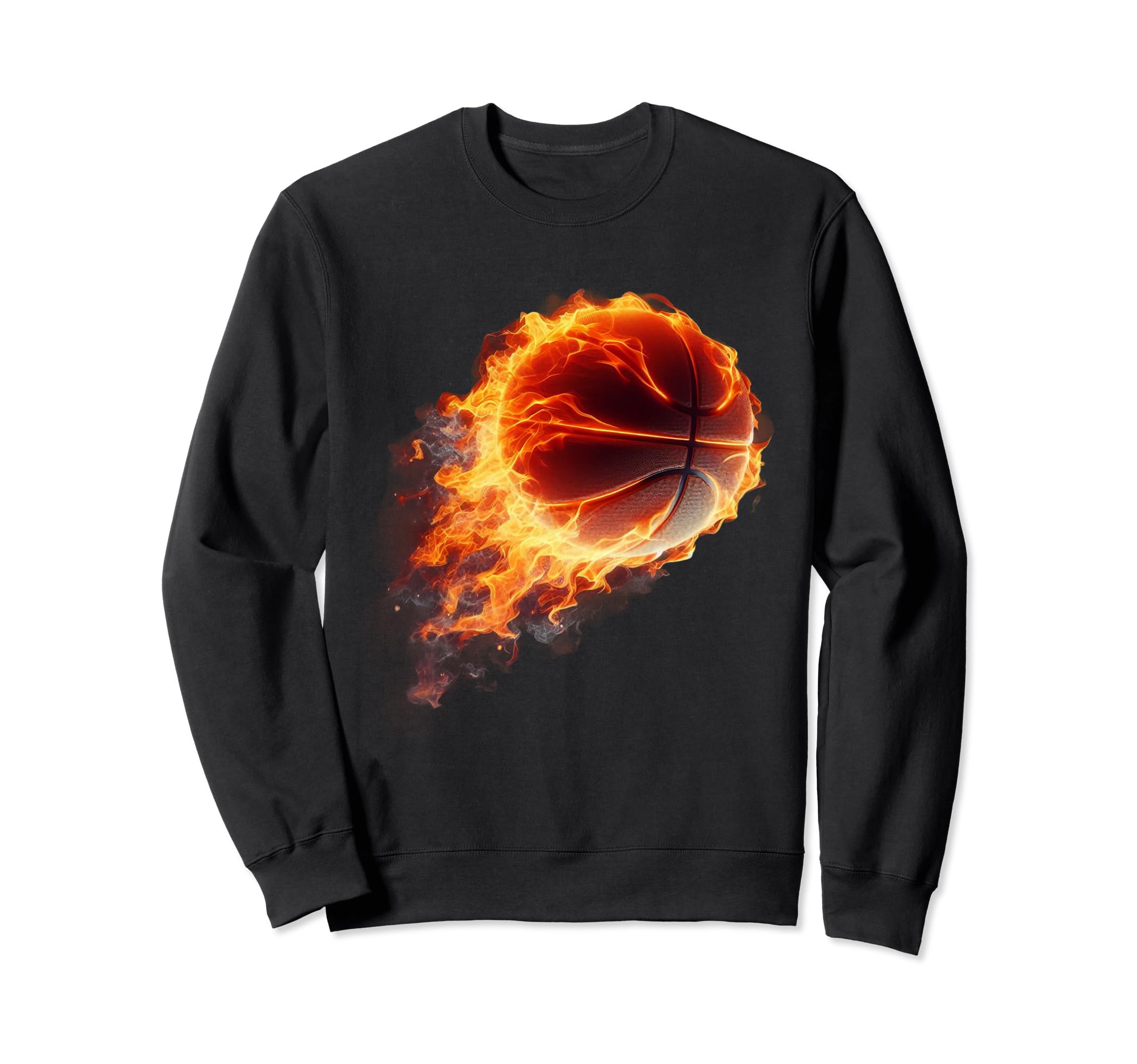 Play Sport Basketball Hoop Fire Sweatshirt - Unique Graphic for Adults - T-Shirt, Sweatshirt, Hoodie