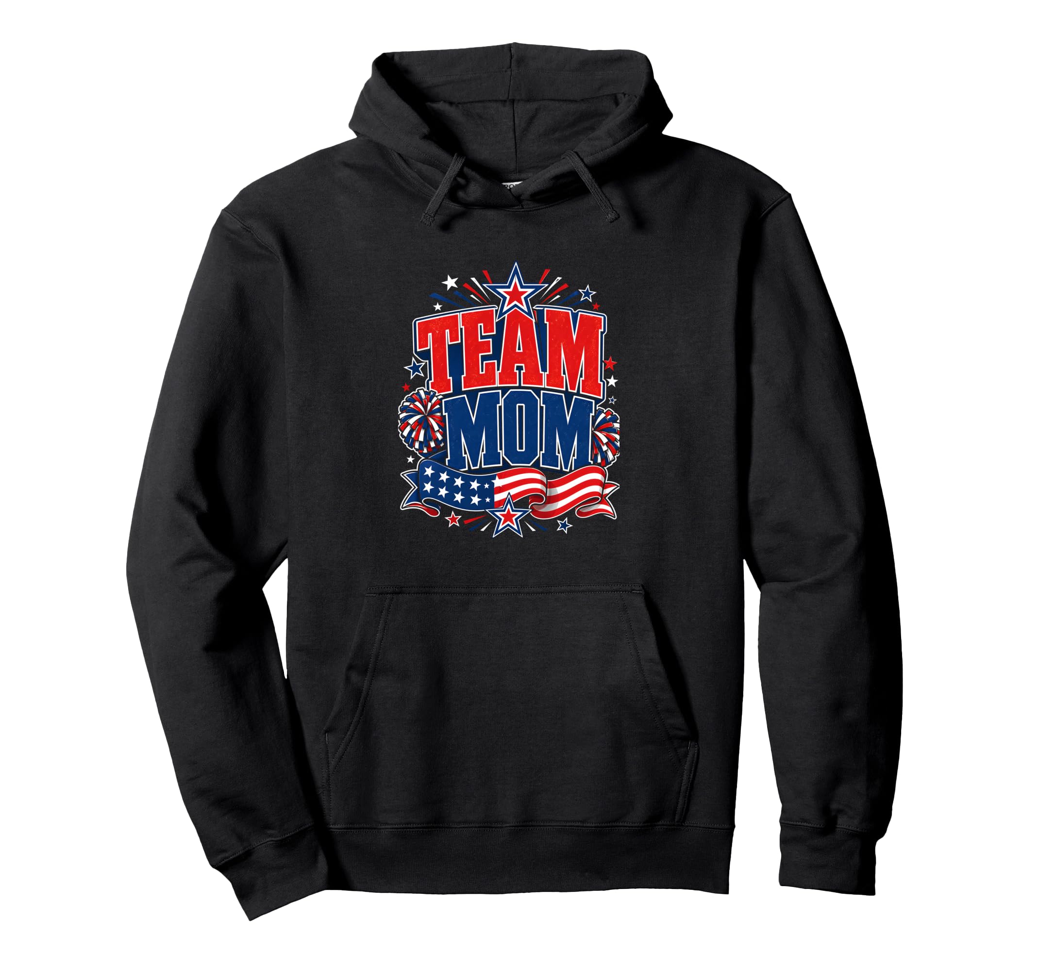 Team Mom Patriotic Mom Sports Pride Hoodie - Aesthetic Graphic Men Women - T-Shirt, Sweatshirt, Hoodie