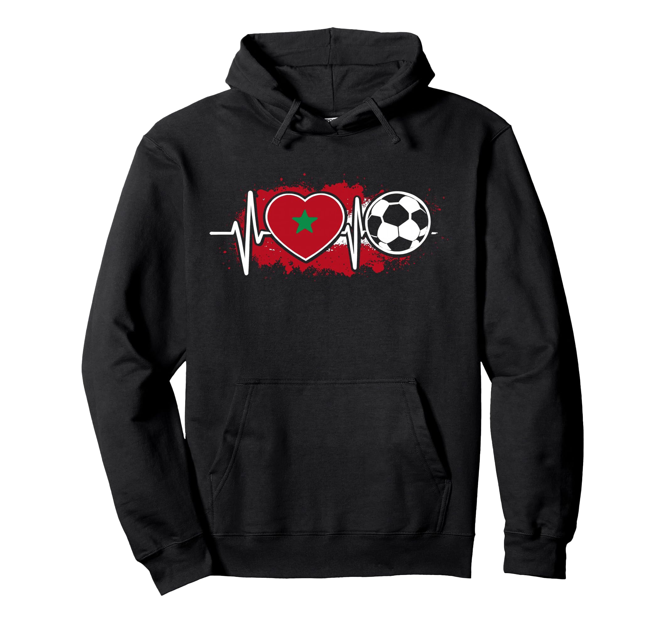 Soccer Pulse Moroccan Flag Hoodie - Fun Novelty Design for Adults - T-Shirt, Sweatshirt, Hoodie