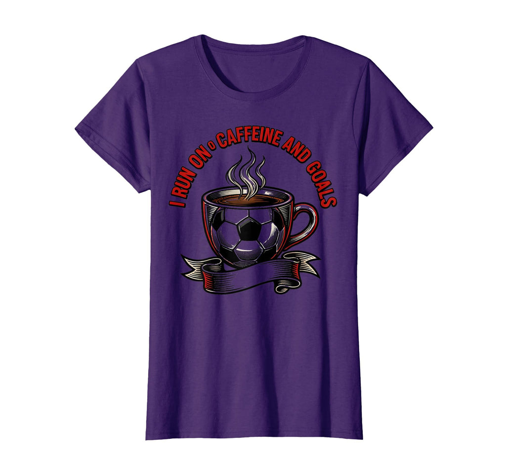 I Run Caffeine And Goals Soccer Mom T-Shirt - Graphic Print for Adults - T-Shirt, Sweatshirt, Hoodie
