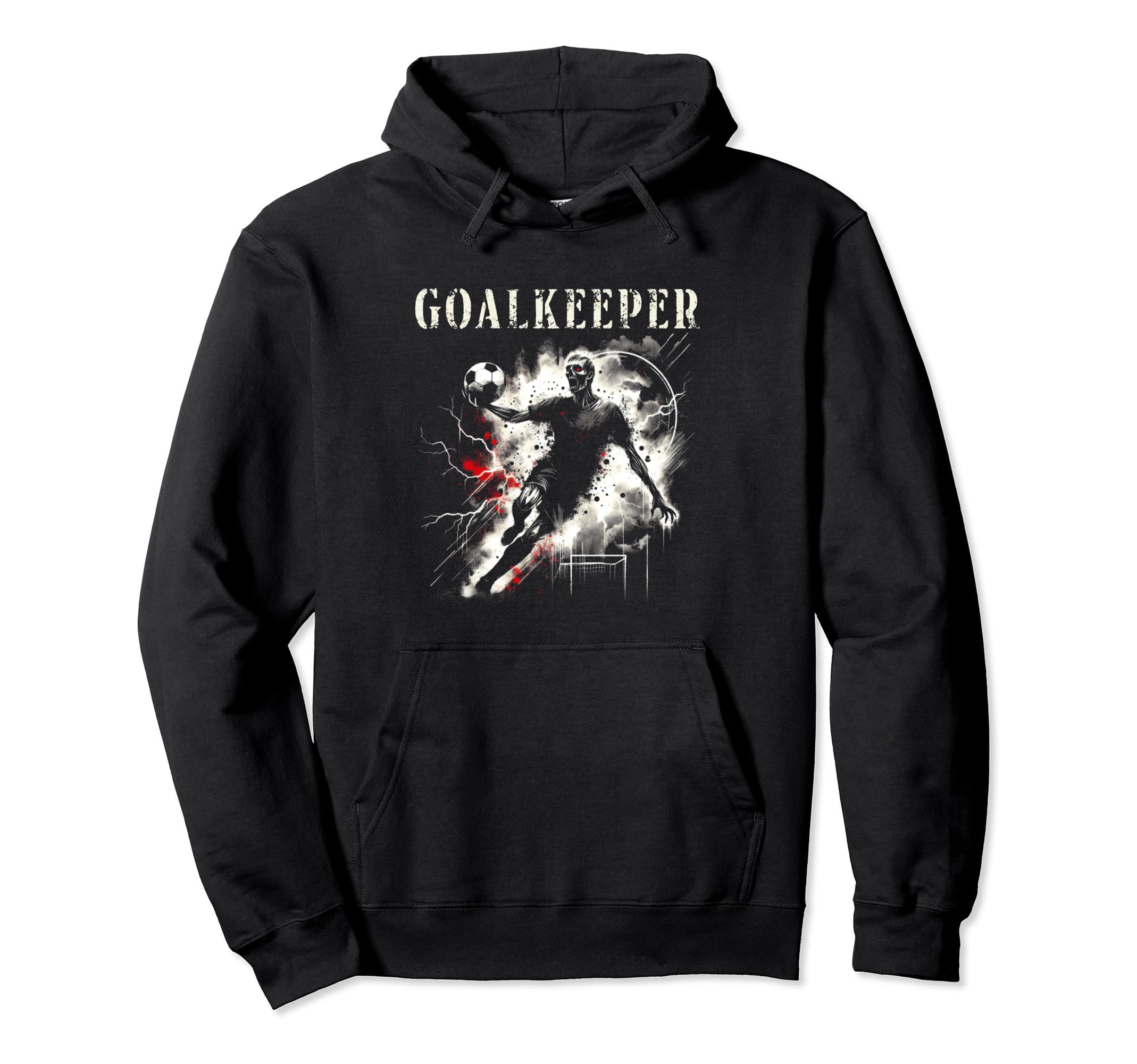 Zombie Goalkeeper Creepy Soccer Hoodie - Custom Art Print for Adults - T-Shirt, Sweatshirt, Hoodie