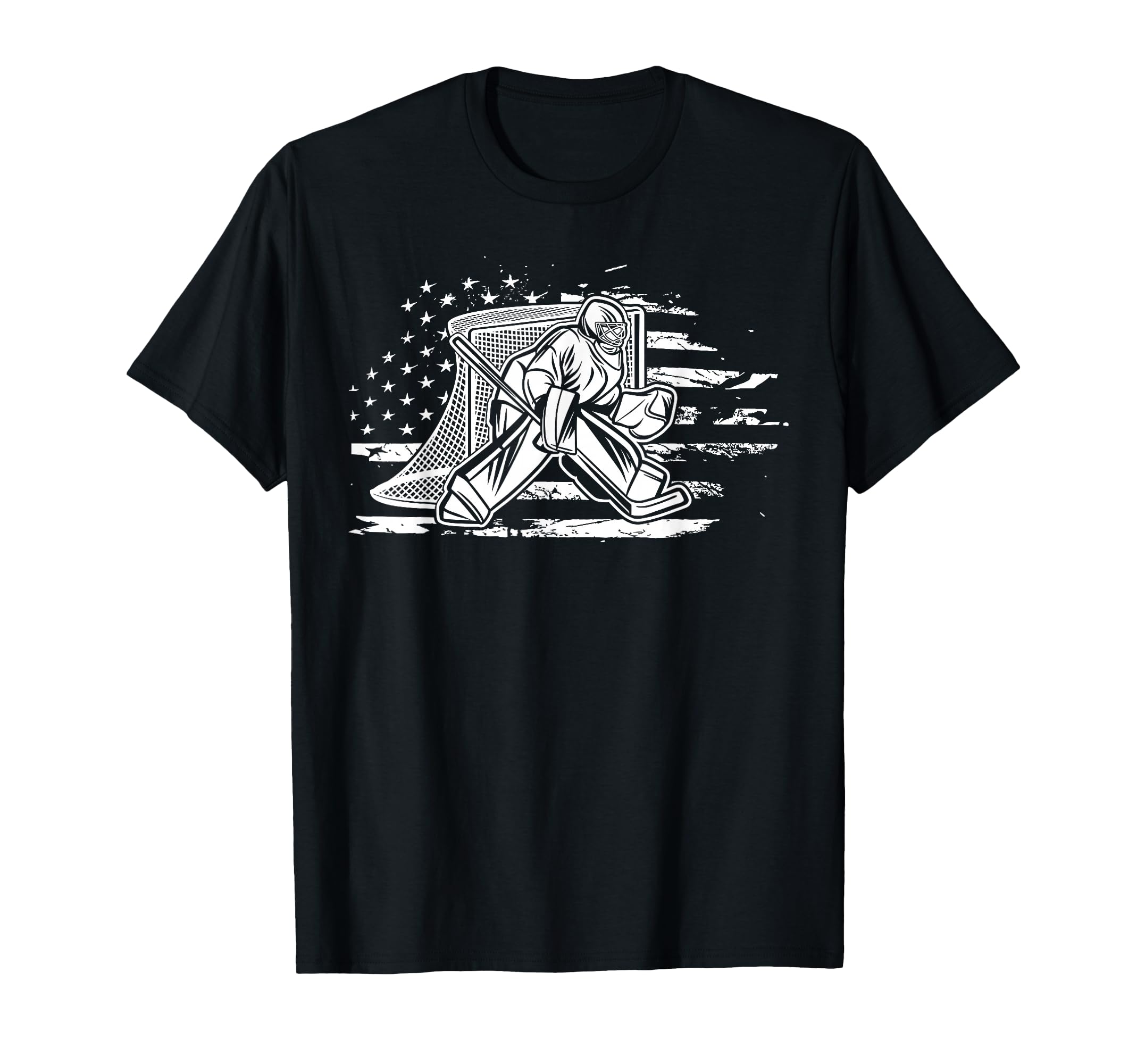 Ice Hockey Goalie American Flag T-Shirt - Fun Novelty Design Men Women - T-Shirt, Sweatshirt, Hoodie