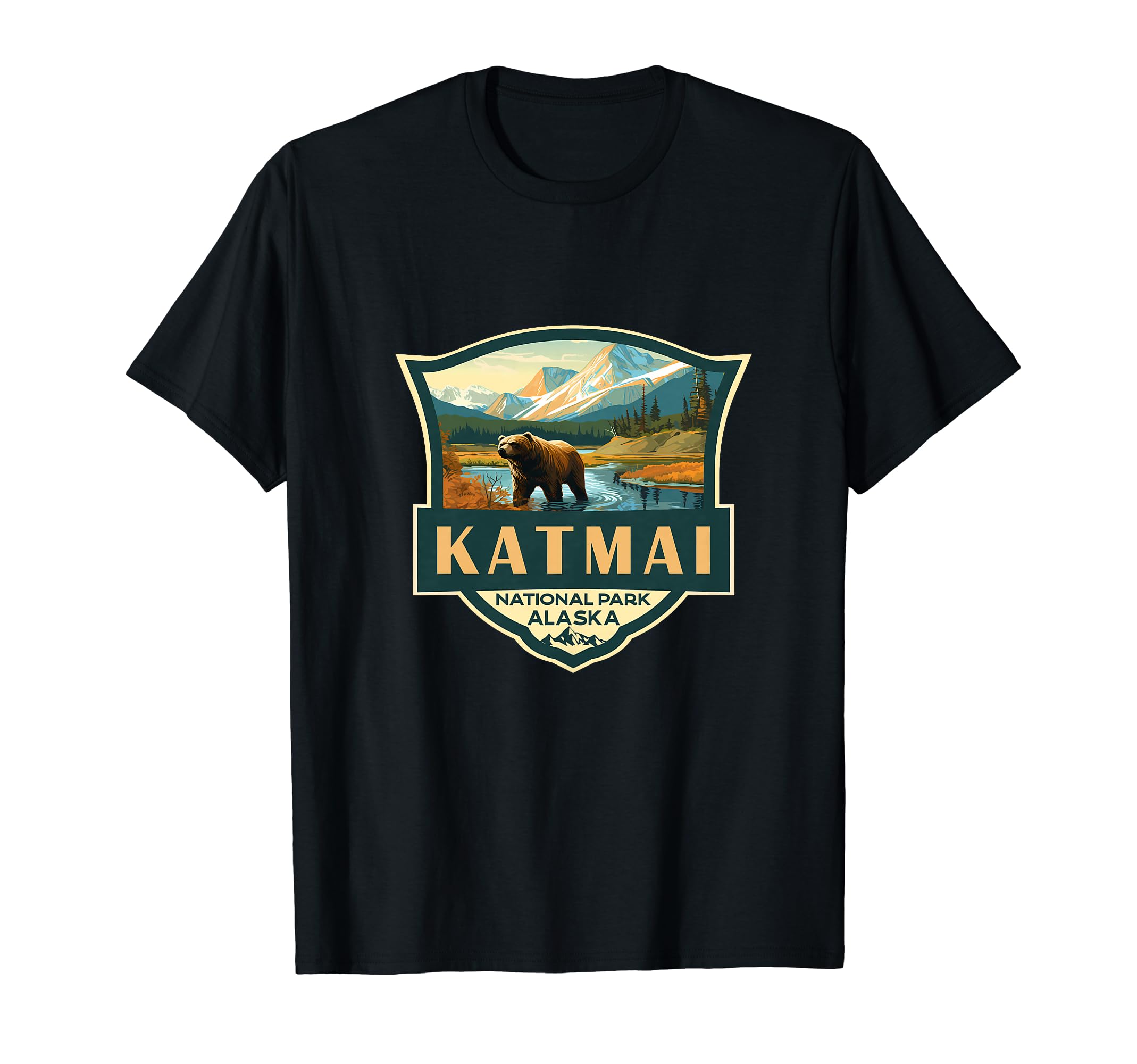 Katmai National Park Bear Illustration T-Shirt - Unique Graphic Unisex - T-Shirt, Sweatshirt, Hoodie