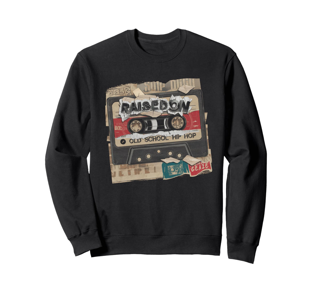 Raised Old School Hip Hop Cassette Sweatshirt - Minimalist Print Unisex - T-Shirt, Sweatshirt, Hoodie
