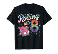 Rolling Into 8 Years Birthday Turning 8 T-Shirt - Minimalist Print Unisex - T-Shirt, Sweatshirt, Hoodie