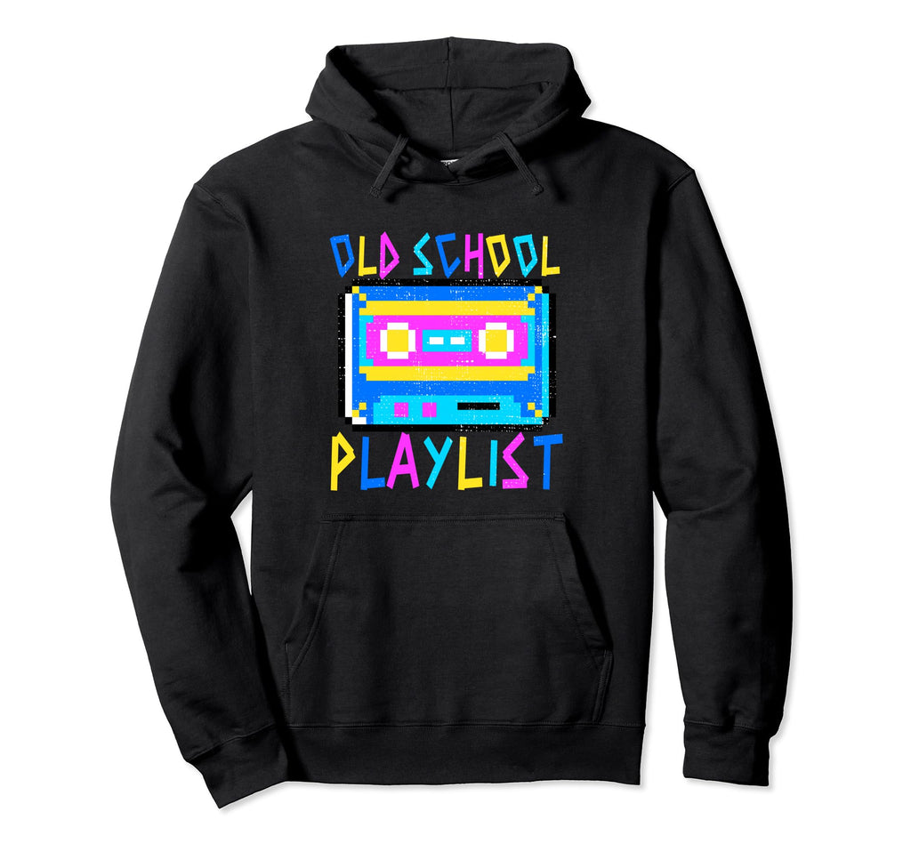 Old School Playlist Cassette Tape Hoodie - Fun Novelty Design for Adults - T-Shirt, Sweatshirt, Hoodie