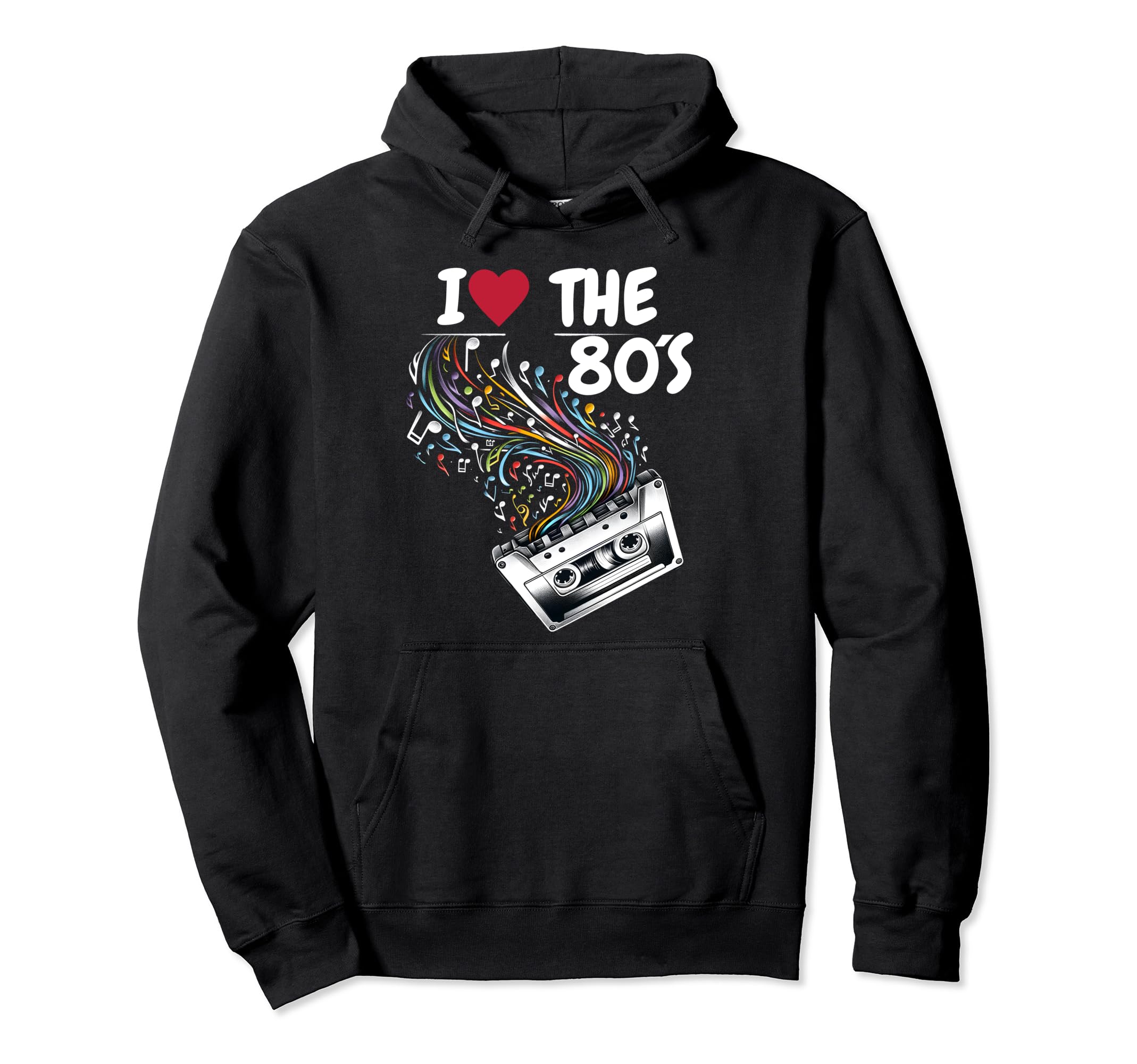 80S Music Notes Cassette Tape Music Hoodie - Trendy Graphic for Adults - T-Shirt, Sweatshirt, Hoodie