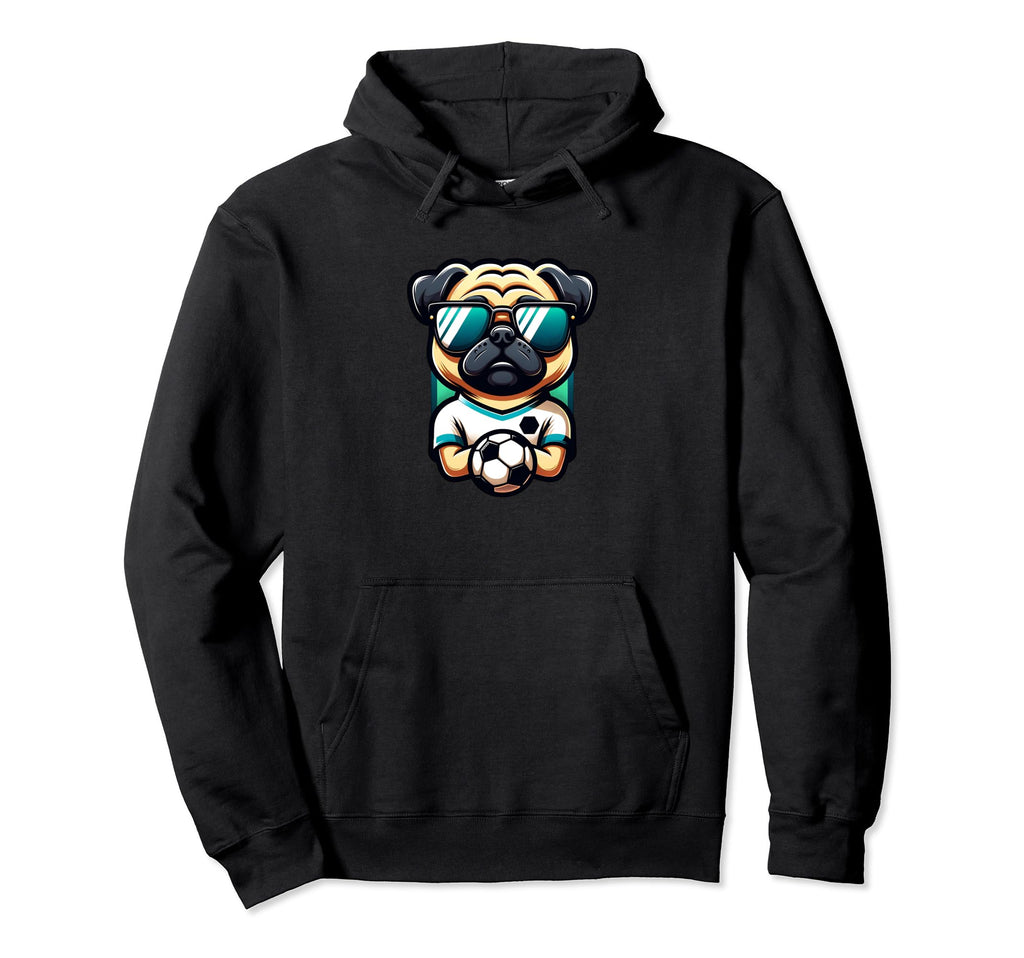Pug Dog Soccer Player Champion Fan Art Hoodie - Minimalist Print Unisex - T-Shirt, Sweatshirt, Hoodie