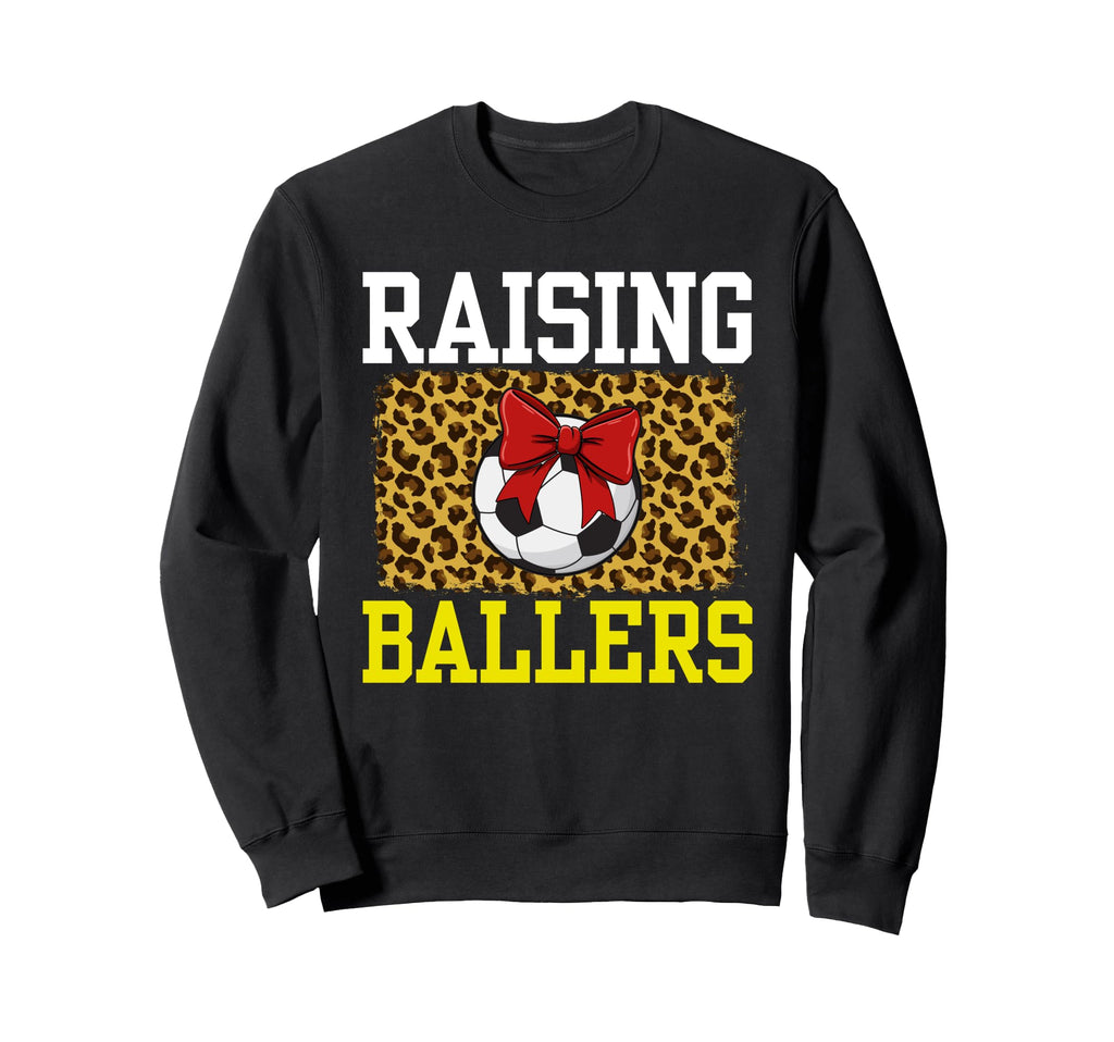 Raising Ballers Soccer Red Bow Ball Hoodie - Novelty Apparel for Adults - T-Shirt, Sweatshirt, Hoodie