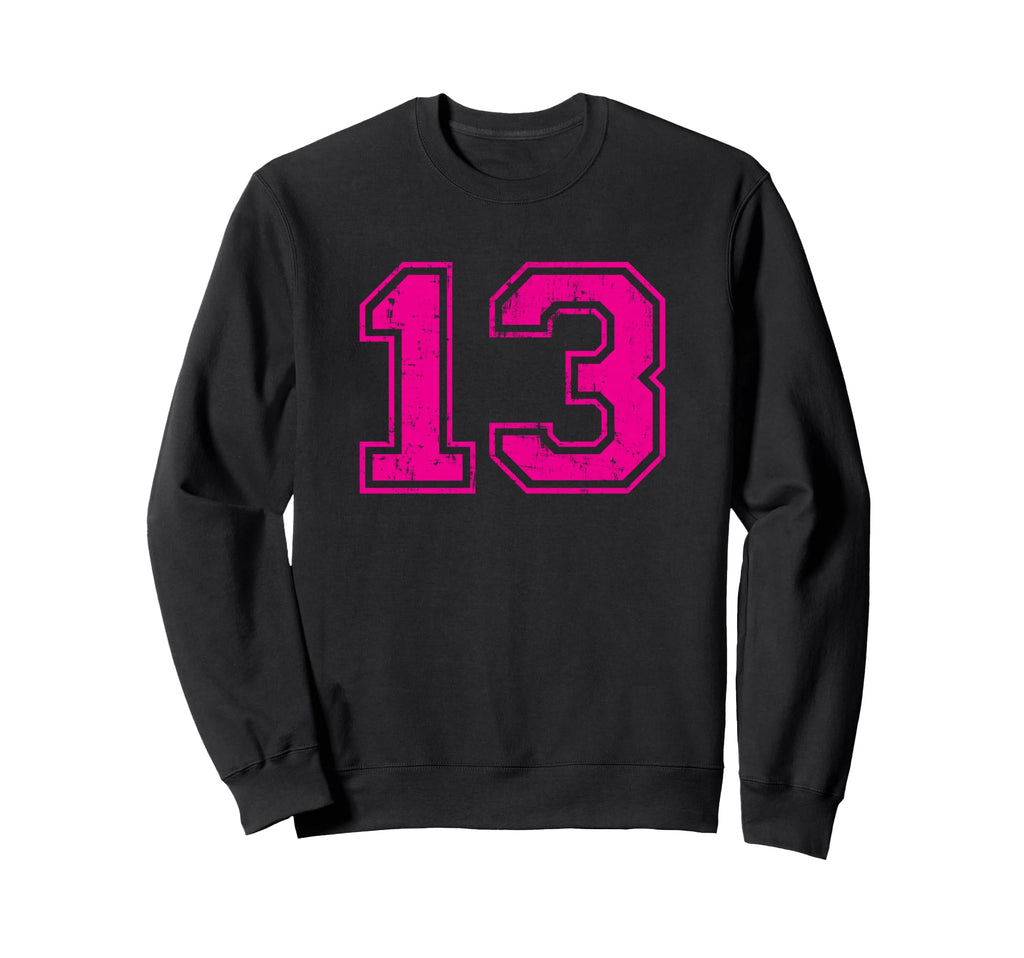 Number 13 Varsity Distressed Sweatshirt - Custom Art Print for Adults - T-Shirt, Sweatshirt, Hoodie