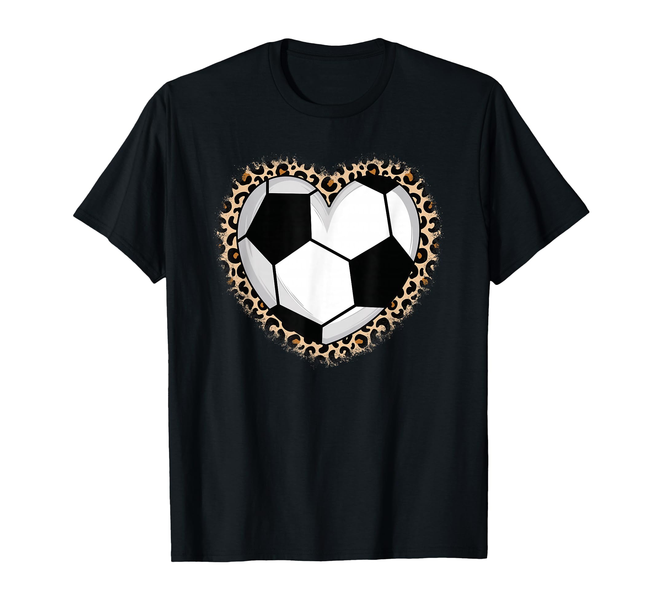 Soccer Heart Leopard Soccer T-Shirt - Casual Everyday Wear for Adults - T-Shirt, Sweatshirt, Hoodie