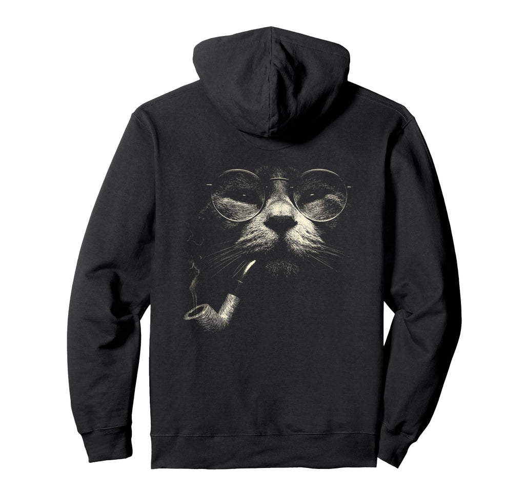 Cat Smoking Pipe Glasses Meme Grunge 90S Hoodie - Unique Graphic Unisex - T-Shirt, Sweatshirt, Hoodie