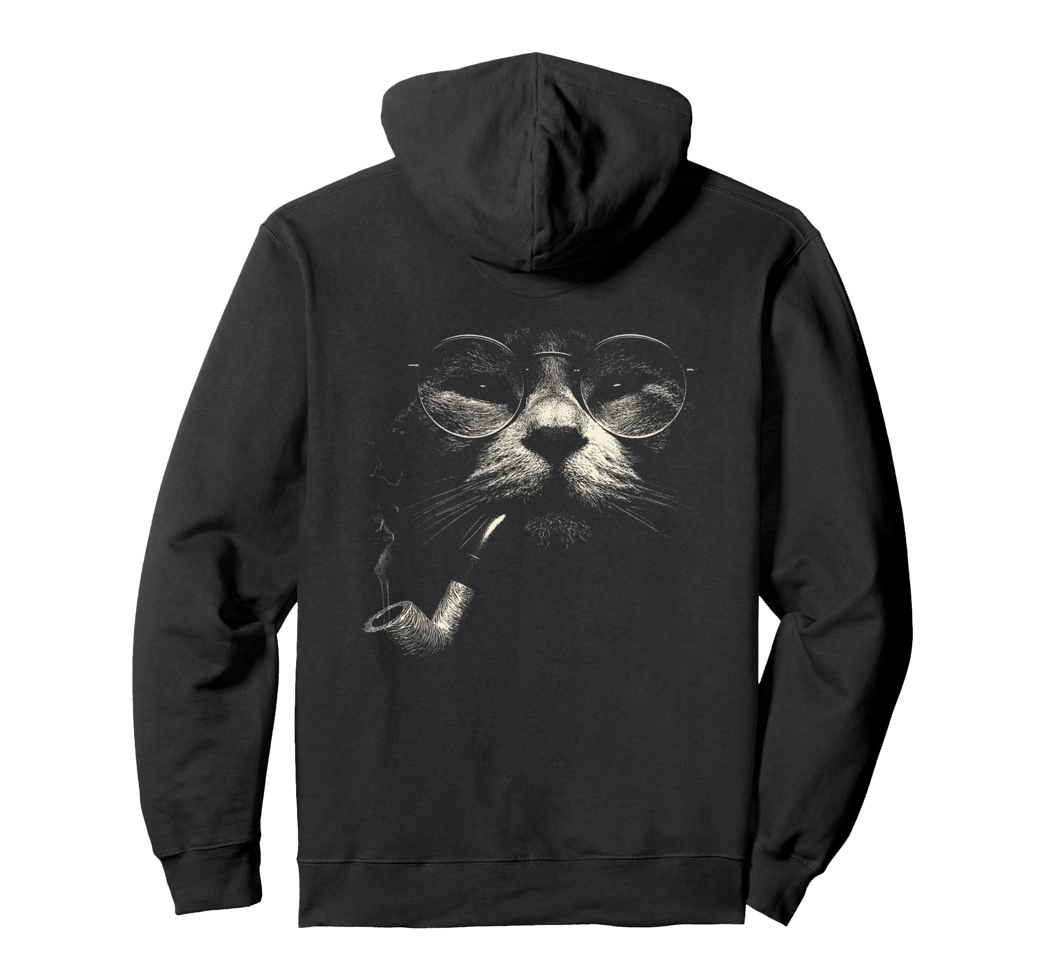 Cat Smoking Pipe Glasses Meme Grunge 90S Hoodie - Unique Graphic Unisex - T-Shirt, Sweatshirt, Hoodie