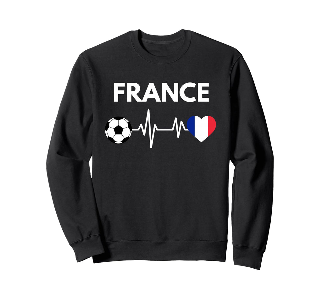 France Flag Heartbeat Soccer Sweatshirt - Minimalist Print Unisex - T-Shirt, Sweatshirt, Hoodie