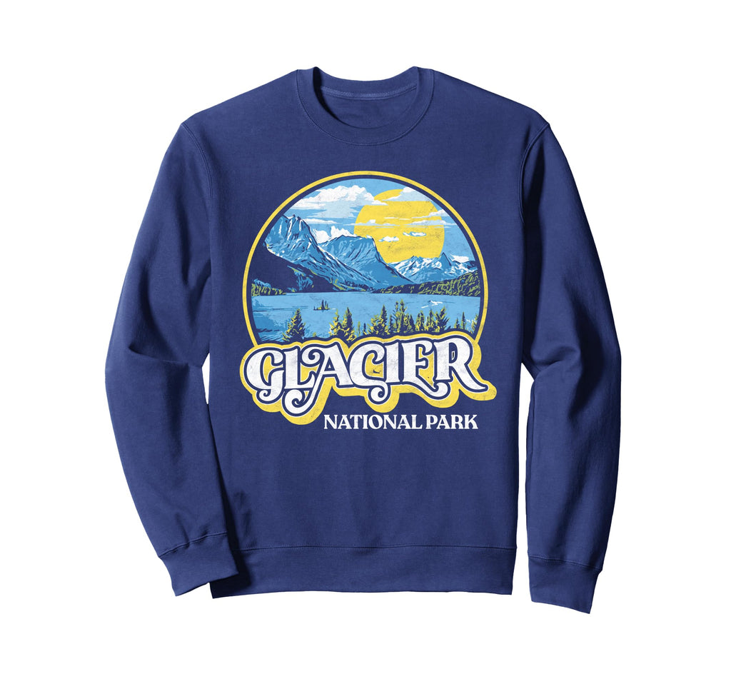 Glacier National Park Montana 80S Sweatshirt - Novelty Apparel Men Women - T-Shirt, Sweatshirt, Hoodie