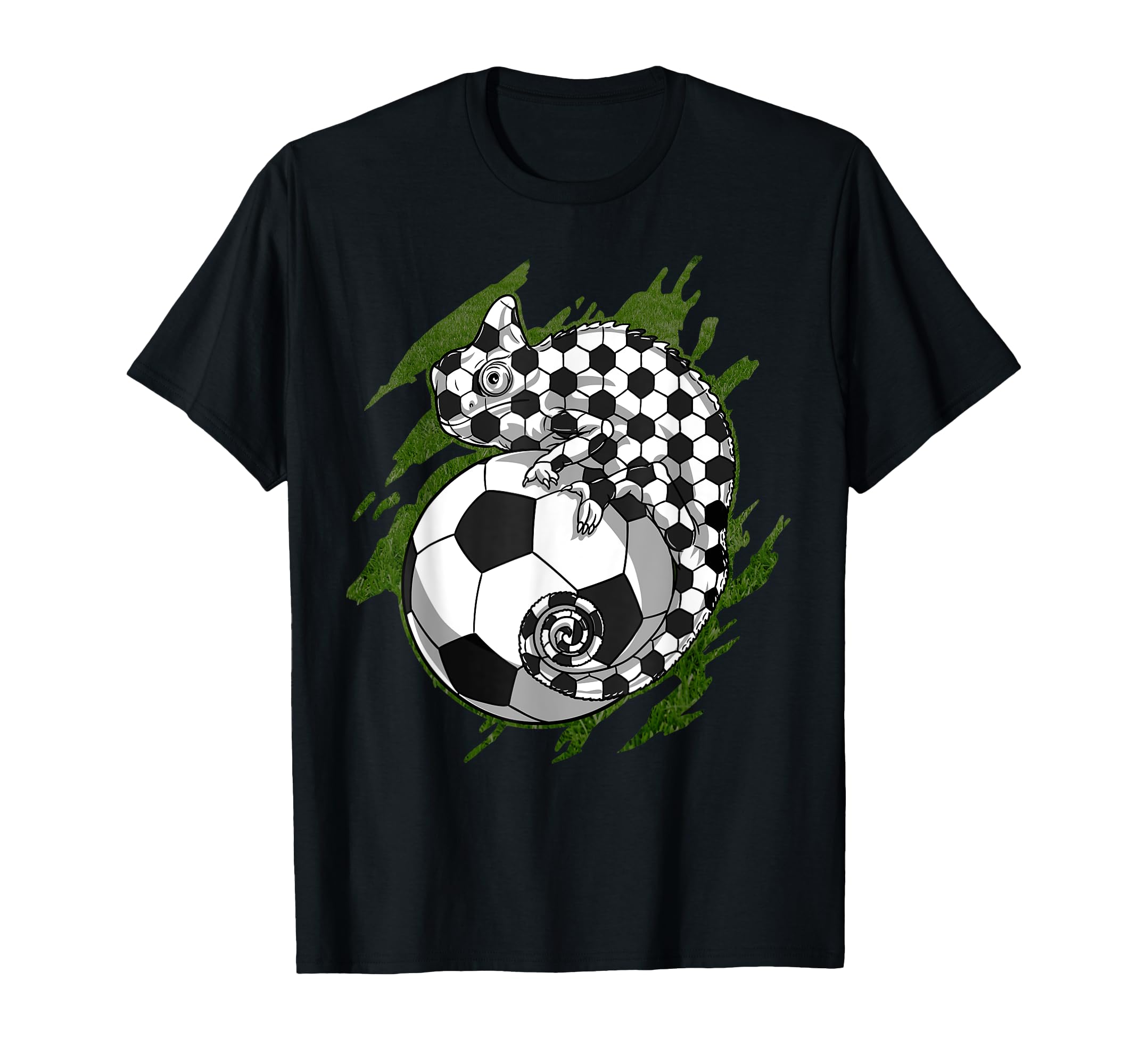 Chameleon Soccer Player Ball Dad Joke T-Shirt - Minimalist Print Men Women - T-Shirt, Sweatshirt, Hoodie