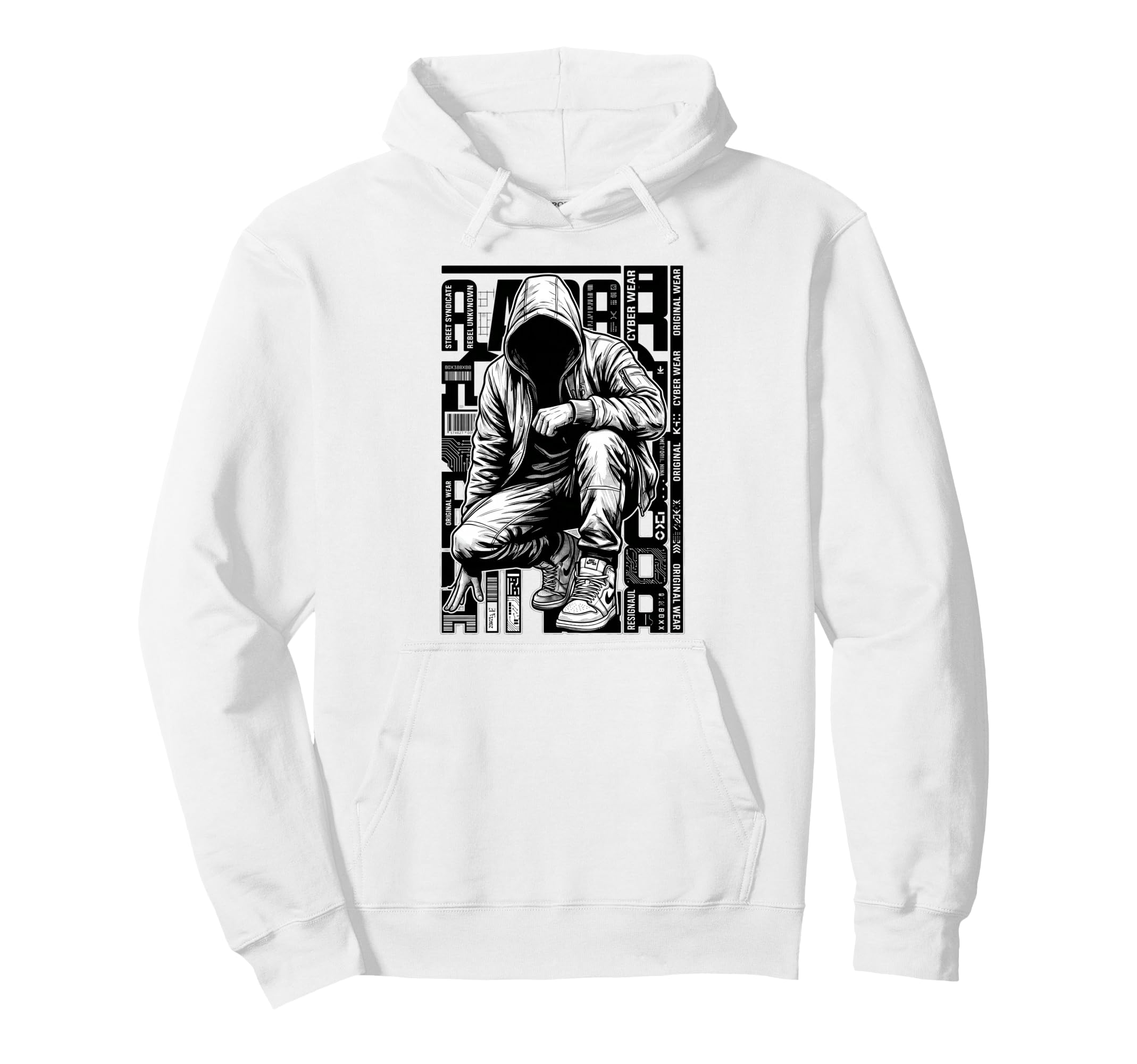 Hip Hop Cyber Street Rebel Shadow Old Hoodie - Aesthetic Graphic Men Women - T-Shirt, Sweatshirt, Hoodie