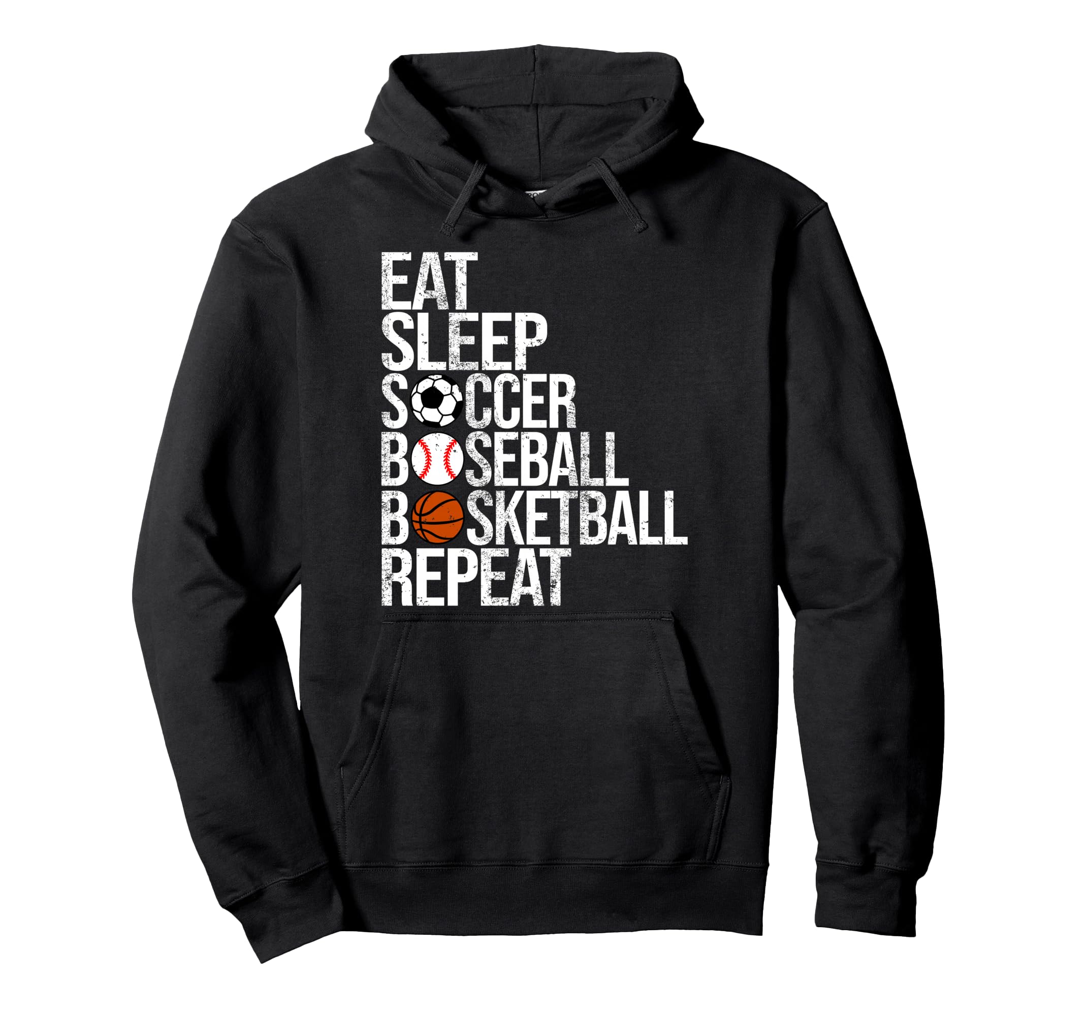Eat Sleep Soccer Baseball Basketball Hoodie - Minimalist Print Unisex - T-Shirt, Sweatshirt, Hoodie