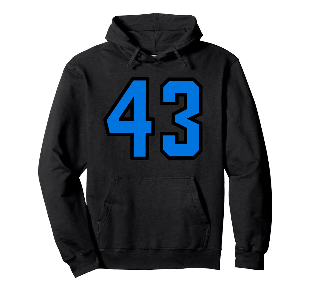 Blue Black Sport Team Number 43 Hoodie - Custom Art Print for Adults - T-Shirt, Sweatshirt, Hoodie