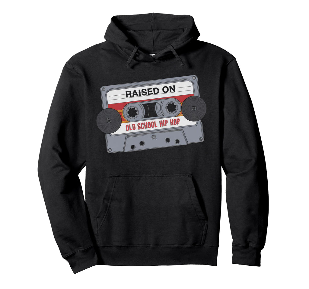 Raised Old School Hip Hop Cassette Hoodie - Graphic Print Men Women - T-Shirt, Sweatshirt, Hoodie