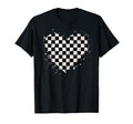 Checkered Love Heart Black White T-Shirt - Custom Art Print Men Women - T-Shirt, Sweatshirt, Hoodie