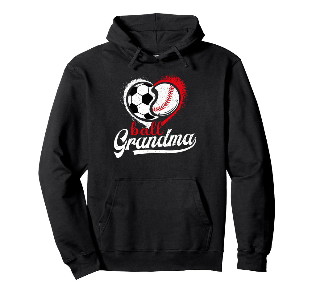 Ball Grandma Heart Soccer Baseball Hoodie - Minimalist Print for Adults - T-Shirt, Sweatshirt, Hoodie