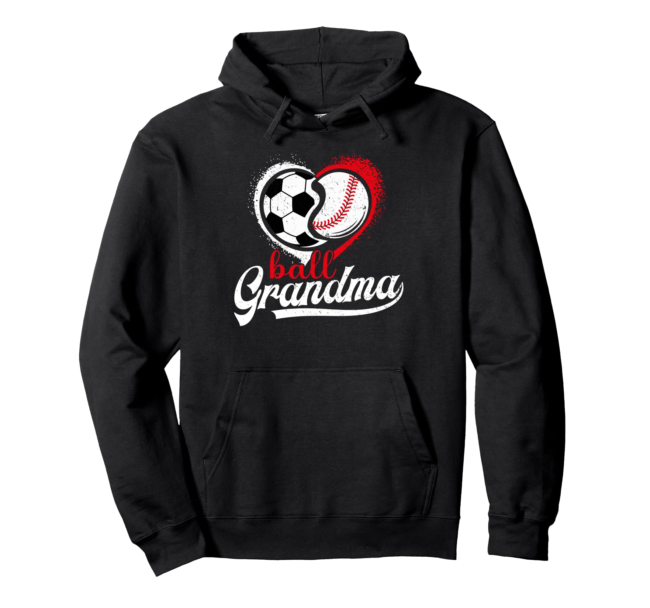 Ball Grandma Heart Soccer Baseball Hoodie - Minimalist Print for Adults - T-Shirt, Sweatshirt, Hoodie