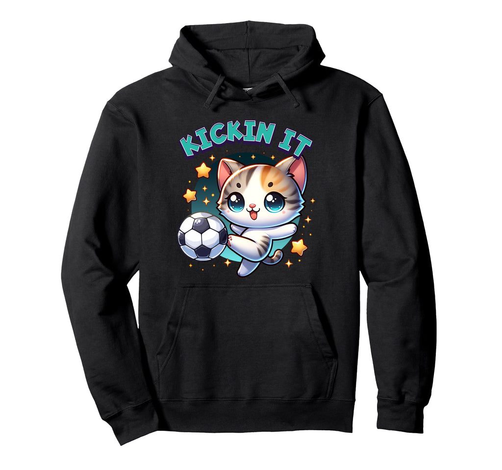 Kickin It Soccer Player Kitten Kitty Hoodie - Streetwear Style for Adults - T-Shirt, Sweatshirt, Hoodie
