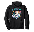 Kickin It Soccer Player Kitten Kitty Hoodie - Streetwear Style for Adults - T-Shirt, Sweatshirt, Hoodie