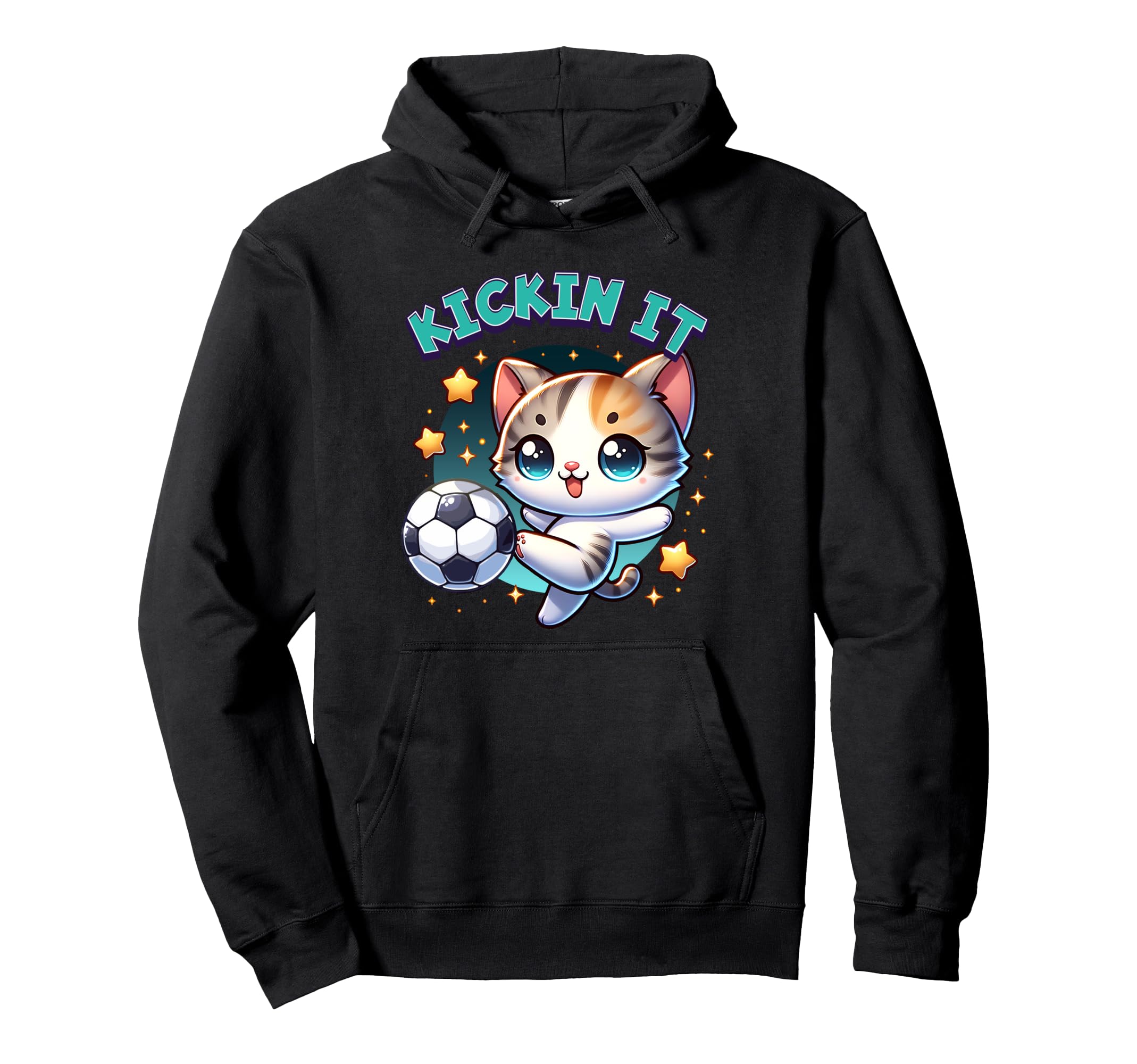 Kickin It Soccer Player Kitten Kitty Hoodie - Streetwear Style for Adults - T-Shirt, Sweatshirt, Hoodie