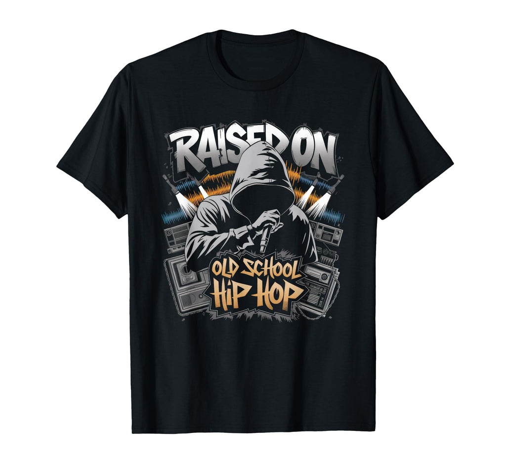 Raised Old School Hip Hop Cassette T-Shirt - Fun Novelty Design for Adults - T-Shirt, Sweatshirt, Hoodie