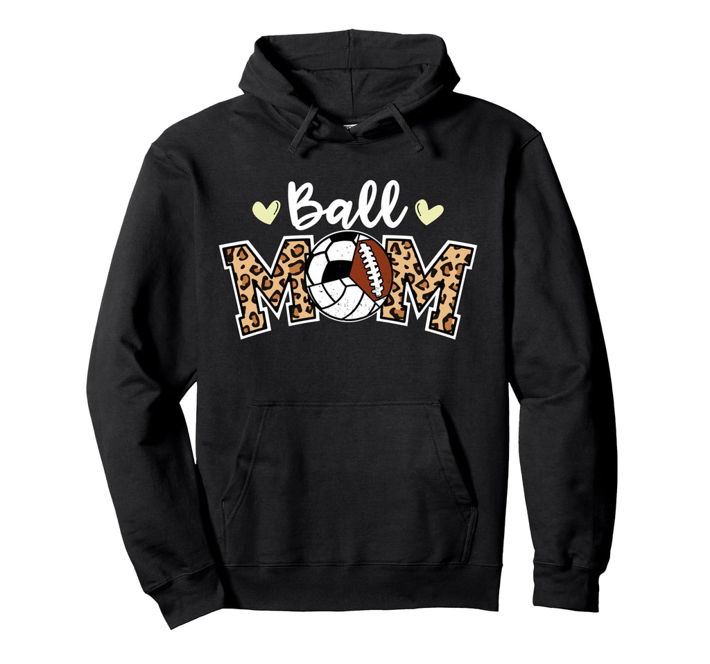 Ball Mom Leopard Volleyball Hoodie - Casual Everyday Wear for Adults - T-Shirt, Sweatshirt, Hoodie