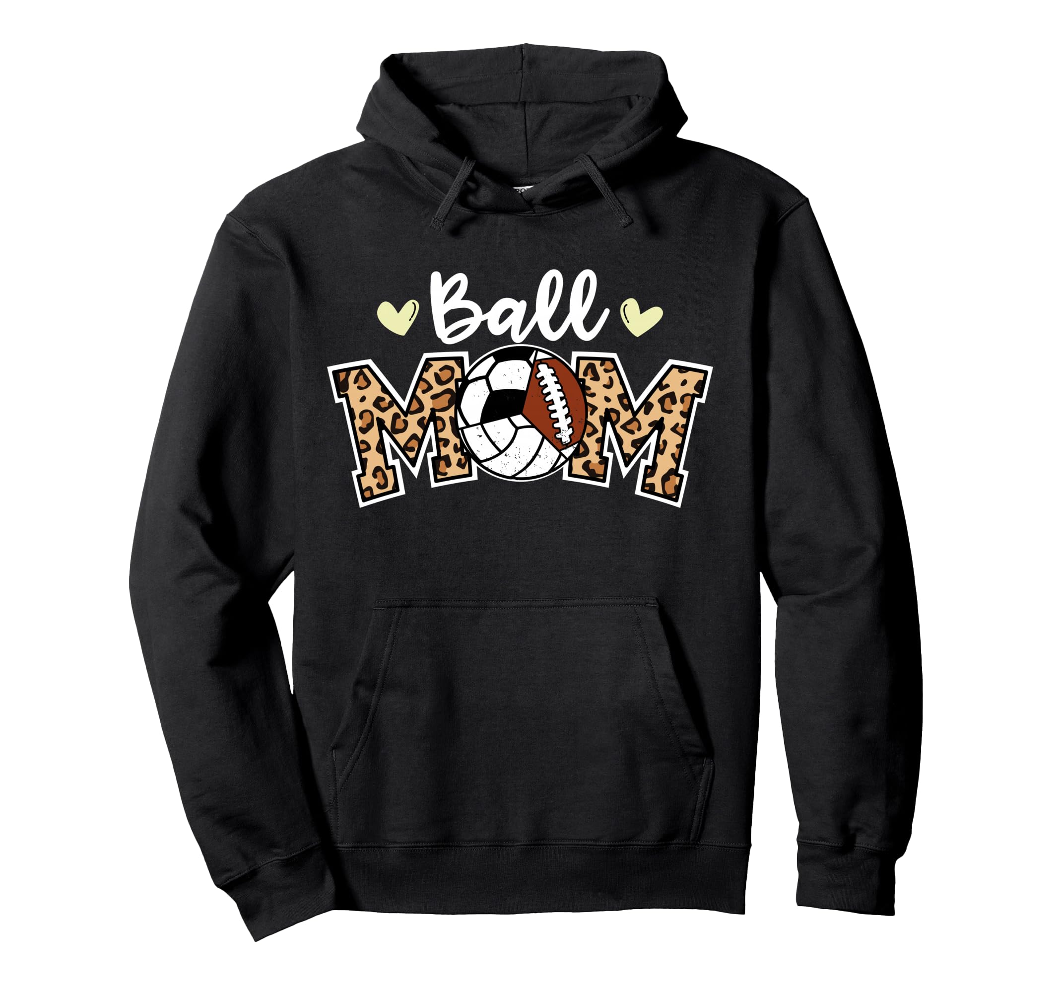 Ball Mom Leopard Volleyball Hoodie - Casual Everyday Wear for Adults - T-Shirt, Sweatshirt, Hoodie