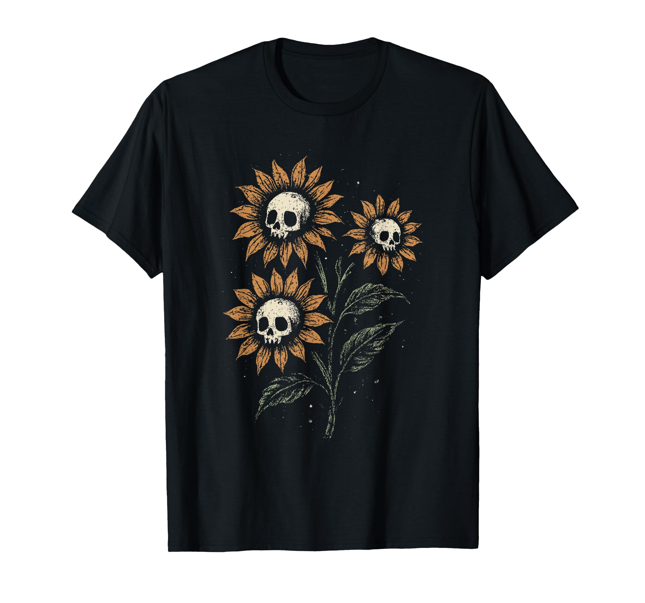 Skull Sunflowers Gothic Goth Creepy Alt T-Shirt - Trendy Graphic Unisex - T-Shirt, Sweatshirt, Hoodie