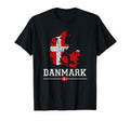 Danish Map And Flag Souvenir Distressed T-Shirt - Graphic Print Unisex - T-Shirt, Sweatshirt, Hoodie