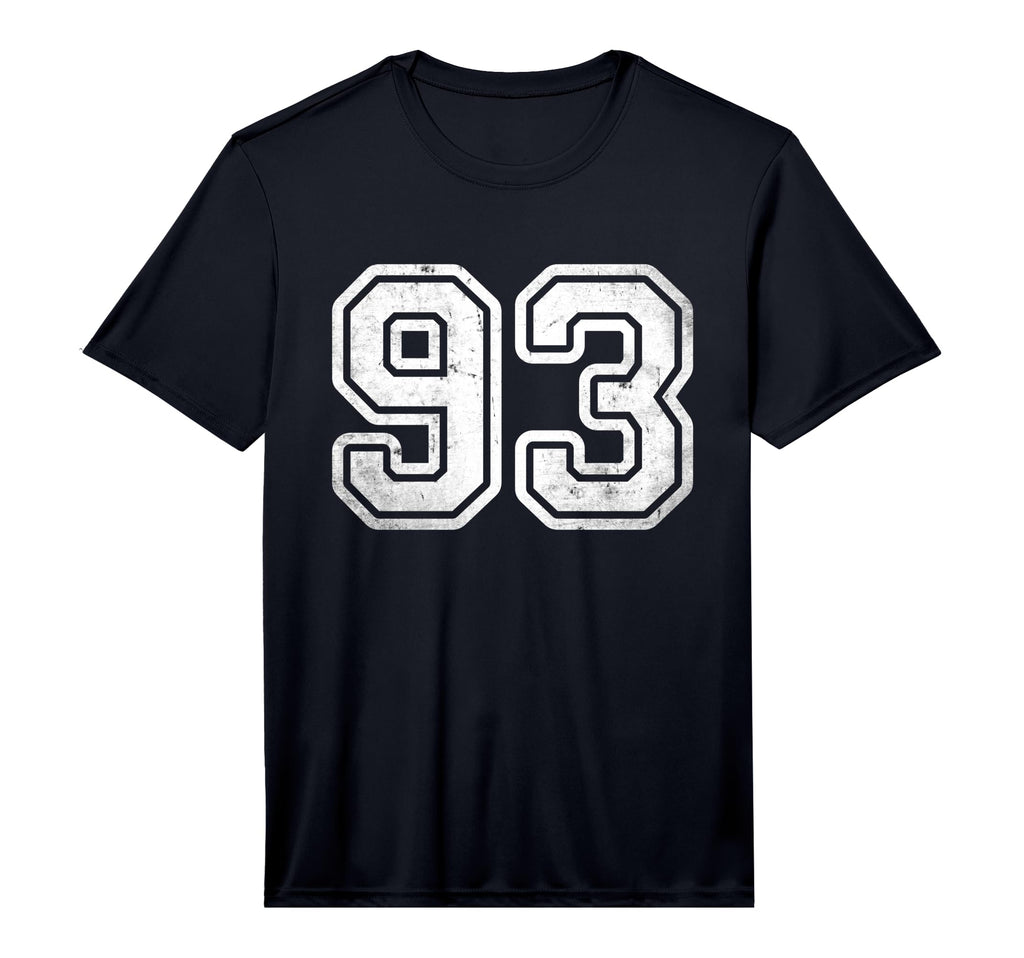 Number 93 White Sport Distressed Varsity T-Shirt - Graphic Print Men Women - T-Shirt, Sweatshirt, Hoodie