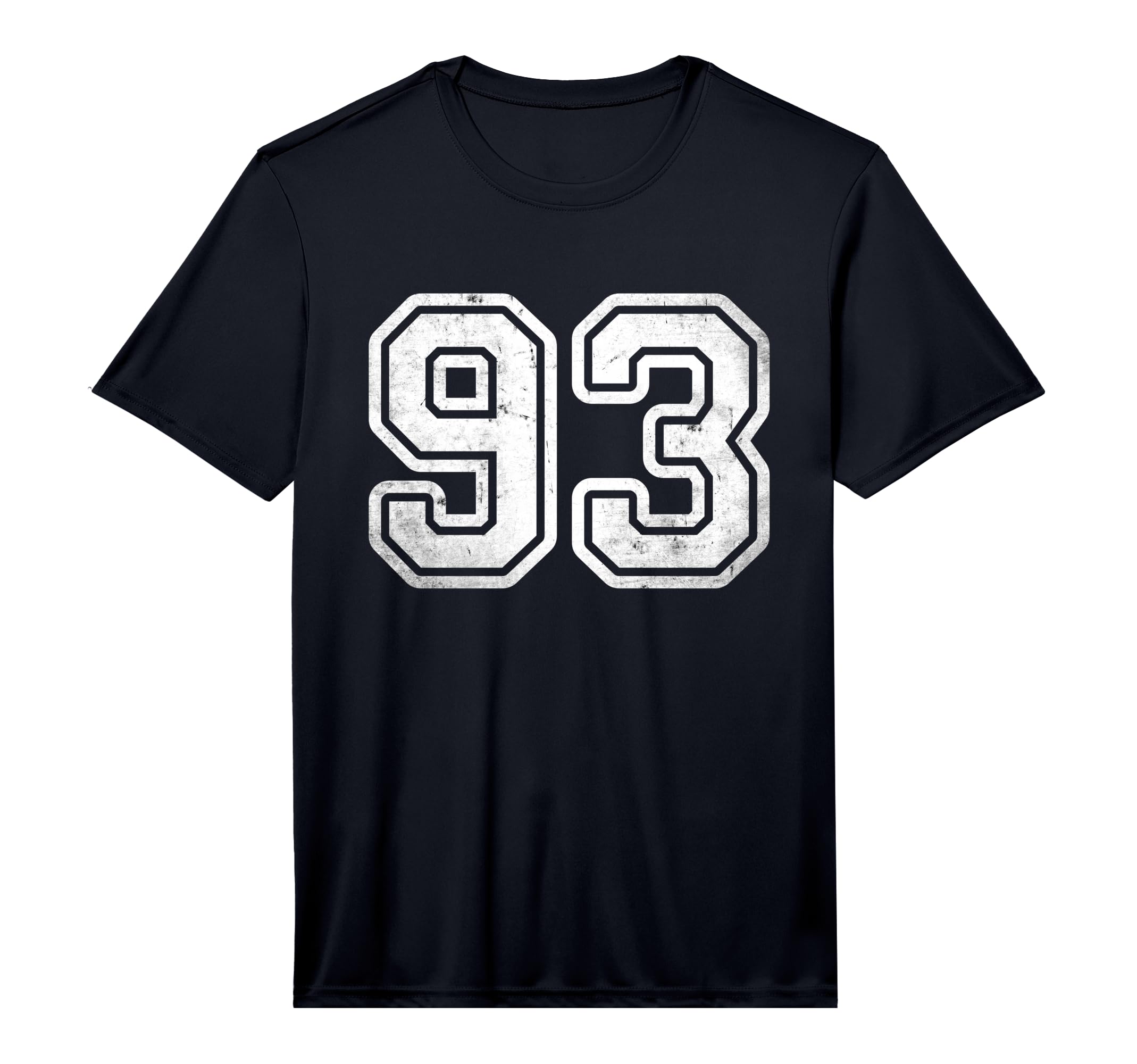 Number 93 White Sport Distressed Varsity T-Shirt - Graphic Print Men Women - T-Shirt, Sweatshirt, Hoodie