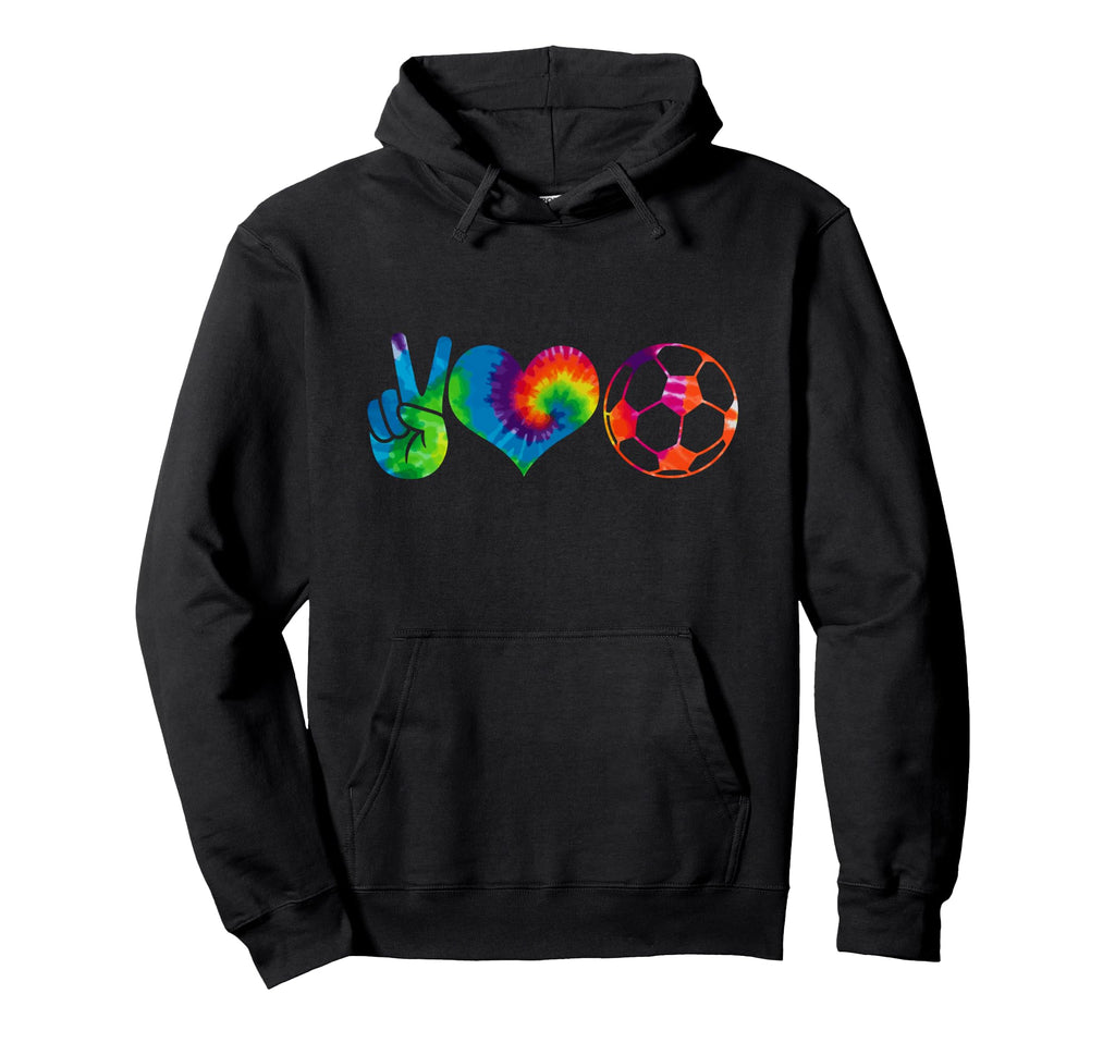 Soccer Tie Dye Peace Love Soccer Player Hoodie - Graphic Print Unisex - T-Shirt, Sweatshirt, Hoodie