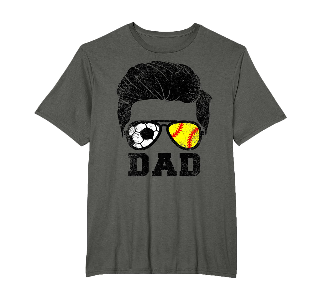 Soccer Softball Dad Funny Hair Glasses T-Shirt - Unique Graphic Unisex - T-Shirt, Sweatshirt, Hoodie