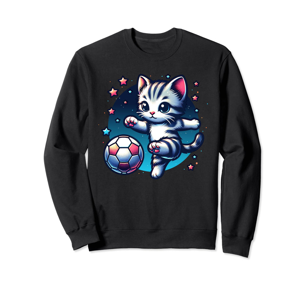 Soccer Player Cat Kitten Kicking Sweatshirt - Streetwear Style Unisex - T-Shirt, Sweatshirt, Hoodie