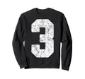 Distressed White Number 3 Jersey Sweatshirt - Casual Everyday Wear Unisex - T-Shirt, Sweatshirt, Hoodie