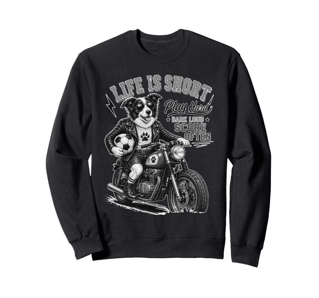 Border Collie Motorbike Sweatshirt - Casual Everyday Wear Men Women - T-Shirt, Sweatshirt, Hoodie