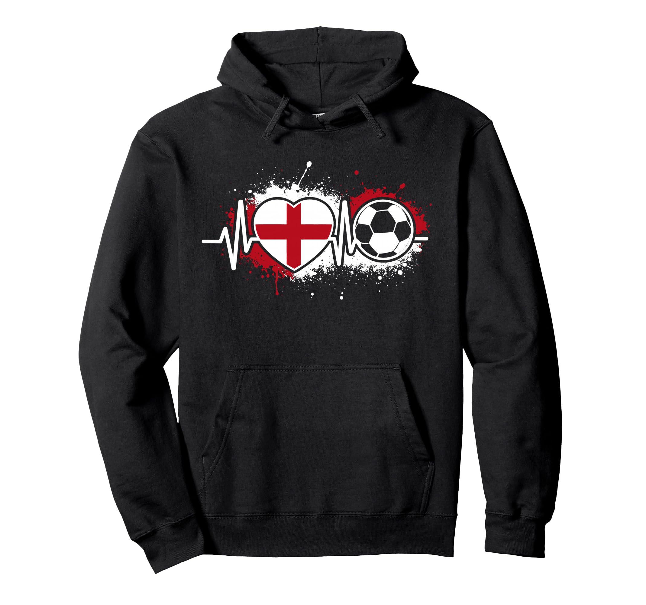 Heartbeat England Soccer Flag Hoodie - Casual Everyday Wear Men Women - T-Shirt, Sweatshirt, Hoodie