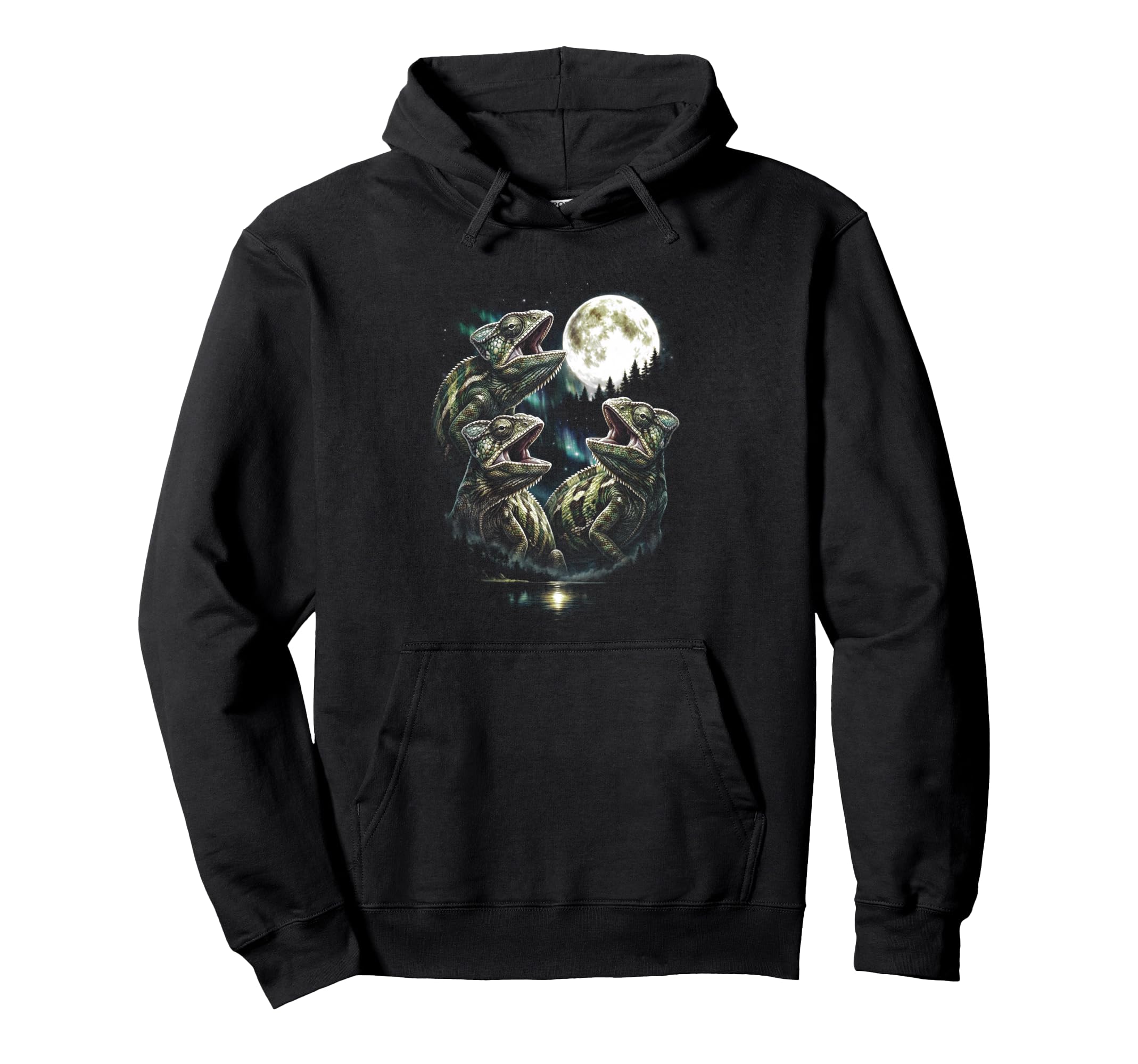 3 Howling Chameleon Moon Funny Hoodie - Casual Everyday Wear for Adults - T-Shirt, Sweatshirt, Hoodie